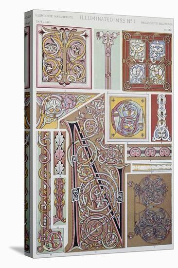 Decorative Detail from Illuminated Manuscript, Plate LXXI from Grammar of Ornament-Owen Jones-Stretched Canvas
