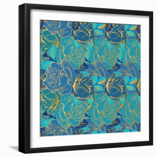 Decorative Element with Roses. Seamless Floral Element. Vector Pattern.-Vector Evolution-Framed Photographic Print