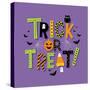 Decorative Halloween Trick or Treat Typography with Illustrated Halloween Elements.-teddyandmia-Stretched Canvas