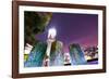 Decorative illuminated architectural design elements at Hangzhou Global Center, Hangzhou, Zhejiang,-Andreas Brandl-Framed Photographic Print