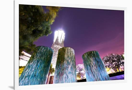 Decorative illuminated architectural design elements at Hangzhou Global Center, Hangzhou, Zhejiang,-Andreas Brandl-Framed Photographic Print