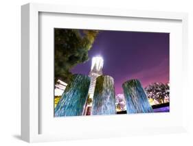 Decorative illuminated architectural design elements at Hangzhou Global Center, Hangzhou, Zhejiang,-Andreas Brandl-Framed Photographic Print