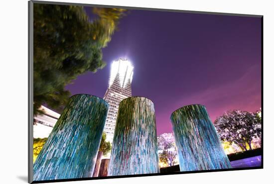 Decorative illuminated architectural design elements at Hangzhou Global Center, Hangzhou, Zhejiang,-Andreas Brandl-Mounted Photographic Print