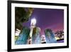 Decorative illuminated architectural design elements at Hangzhou Global Center, Hangzhou, Zhejiang,-Andreas Brandl-Framed Photographic Print