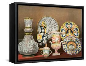 Decorative Italian Earthenware by Marquis Carlo Ginori by J. B. Waring-null-Framed Stretched Canvas