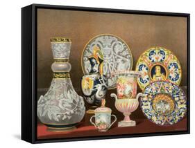 Decorative Italian Earthenware by Marquis Carlo Ginori by J. B. Waring-null-Framed Stretched Canvas