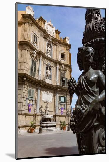 Decorative Lamp Post and Piazza Quattro Canti in Palermo, Sicily, Italy, Europe-Martin Child-Mounted Photographic Print