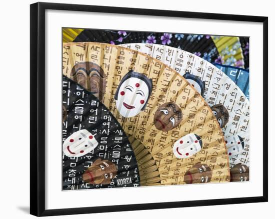 Decorative Paper Fans For Sale in Insa-dong, Seoul, South Korea-Gavin Hellier-Framed Photographic Print