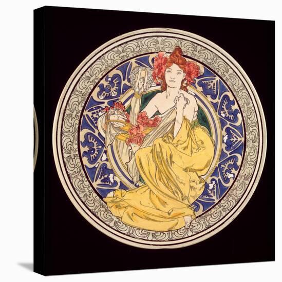 Decorative Plate with the Symbol of the Paris International Exhibition, 1897-Alphonse Mucha-Stretched Canvas