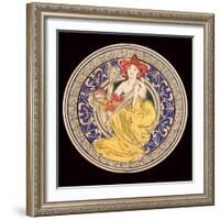 Decorative Plate with the Symbol of the Paris International Exhibition, 1897-Alphonse Mucha-Framed Giclee Print