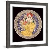 Decorative Plate with the Symbol of the Paris International Exhibition, 1897-Alphonse Mucha-Framed Giclee Print