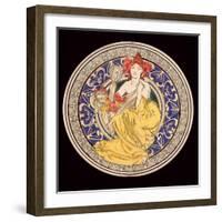 Decorative Plate with the Symbol of the Paris International Exhibition, 1897-Alphonse Mucha-Framed Giclee Print