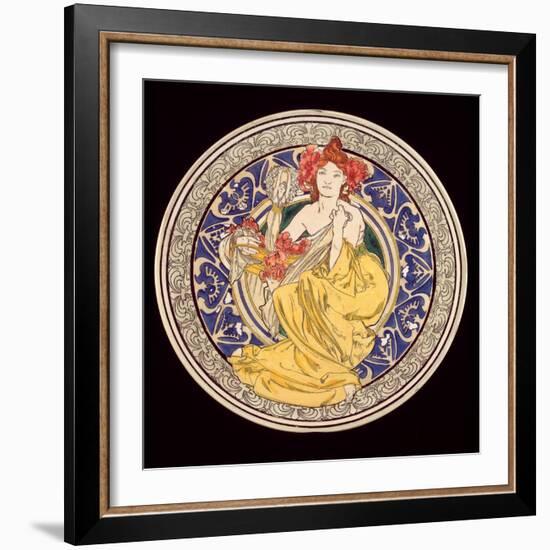 Decorative Plate with the Symbol of the Paris International Exhibition, 1897-Alphonse Mucha-Framed Giclee Print