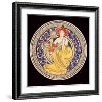 Decorative Plate with the Symbol of the Paris International Exhibition, 1897-Alphonse Mucha-Framed Giclee Print