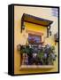 Decorative Pots on Window Balcony, Guanajuato, Mexico-Julie Eggers-Framed Stretched Canvas