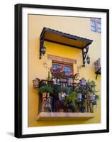 Decorative Pots on Window Balcony, Guanajuato, Mexico-Julie Eggers-Framed Premium Photographic Print