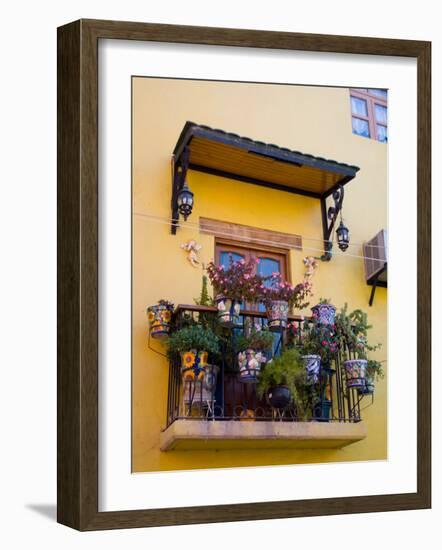 Decorative Pots on Window Balcony, Guanajuato, Mexico-Julie Eggers-Framed Photographic Print