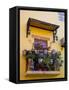 Decorative Pots on Window Balcony, Guanajuato, Mexico-Julie Eggers-Framed Stretched Canvas