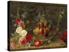 Decorative Still-Life Composition with a Basket of Fruit-Jan van Kessel the Elder-Stretched Canvas