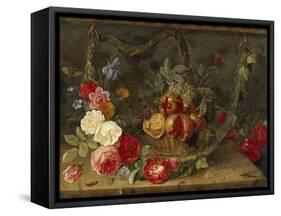 Decorative Still-Life Composition with a Basket of Fruit-Jan van Kessel the Elder-Framed Stretched Canvas