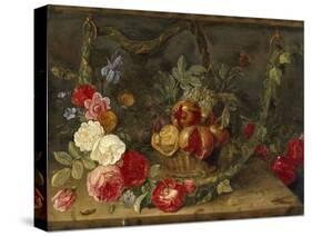 Decorative Still-Life Composition with a Basket of Fruit-Jan van Kessel the Elder-Stretched Canvas