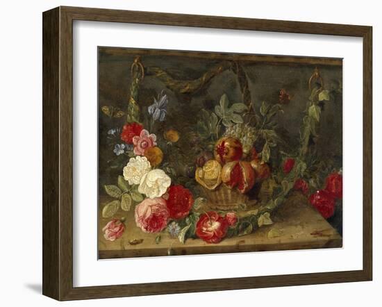 Decorative Still-Life Composition with a Basket of Fruit-Jan van Kessel the Elder-Framed Giclee Print