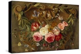 Decorative Still-Life Composition with a Garland of Flowers-Jan van Kessel the Elder-Stretched Canvas