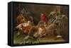 Decorative Still-Life Composition with Birds and Two Bats-Jan van Kessel the Elder-Framed Stretched Canvas