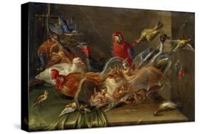 Decorative Still-Life Composition with Birds and Two Bats-Jan van Kessel the Elder-Stretched Canvas