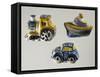 Decorative Sweet Boxes for Christening and First Communion in Shape of Locomotive, Car and Boat-null-Framed Stretched Canvas