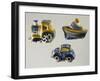 Decorative Sweet Boxes for Christening and First Communion in Shape of Locomotive, Car and Boat-null-Framed Giclee Print