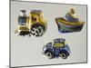 Decorative Sweet Boxes for Christening and First Communion in Shape of Locomotive, Car and Boat-null-Mounted Giclee Print