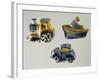 Decorative Sweet Boxes for Christening and First Communion in Shape of Locomotive, Car and Boat-null-Framed Giclee Print
