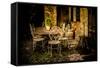 Decorative Table and Chairs on Patio in France-Will Wilkinson-Framed Stretched Canvas