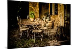 Decorative Table and Chairs on Patio in France-Will Wilkinson-Mounted Photographic Print