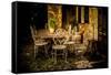 Decorative Table and Chairs on Patio in France-Will Wilkinson-Framed Stretched Canvas