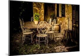 Decorative Table and Chairs on Patio in France-Will Wilkinson-Mounted Photographic Print