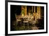 Decorative Table and Chairs on Patio in France-Will Wilkinson-Framed Photographic Print