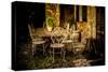 Decorative Table and Chairs on Patio in France-Will Wilkinson-Stretched Canvas
