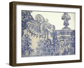 Decorative Tiles in the Cloister of Sao Vincente da Fora, Lisbon, Portugal-Michele Molinari-Framed Premium Photographic Print