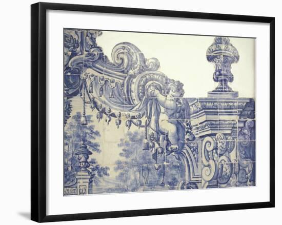 Decorative Tiles in the Cloister of Sao Vincente da Fora, Lisbon, Portugal-Michele Molinari-Framed Photographic Print