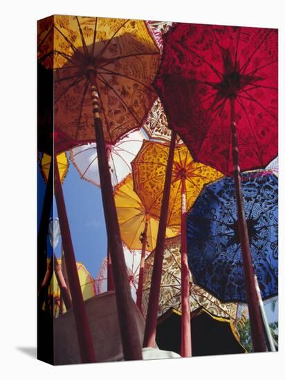 Decorative Umbrellas, Temple Festival, Mas, Bali, Indonesia, Asia-James Green-Stretched Canvas