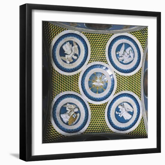 Decorative Vault with Glazed Earthenware Tondoes with the Holy Spirit in the Centre-Luca Della Robbia-Framed Giclee Print