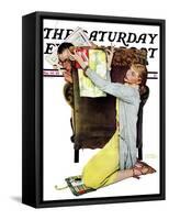 "Decorator" Saturday Evening Post Cover, March 30,1940-Norman Rockwell-Framed Stretched Canvas