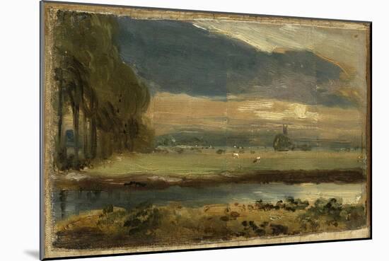 Dedham Church from Flatford, C.1810 (Oil on Canvas)-John Constable-Mounted Premium Giclee Print