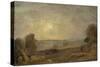Dedham Vale from the Road to East Bergholt: Sunset, 1810 (Oil on Paper, Mounted on Board, Mounted O-John Constable-Stretched Canvas
