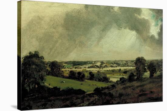 Dedham Vale, View to Langham Church, from the Fields just east of Vale Farm, East Bergholt, c.1811-John Constable-Stretched Canvas