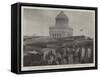 Dedication of the Memorial to General Grant in New York, the 7th Regiment Passing the Monument-null-Framed Stretched Canvas