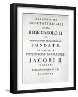 Dedication to Royal Society, First Edition of Newton's Philosophiae Naturalis Principia Mathematica-null-Framed Giclee Print