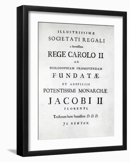 Dedication to Royal Society, First Edition of Newton's Philosophiae Naturalis Principia Mathematica-null-Framed Giclee Print